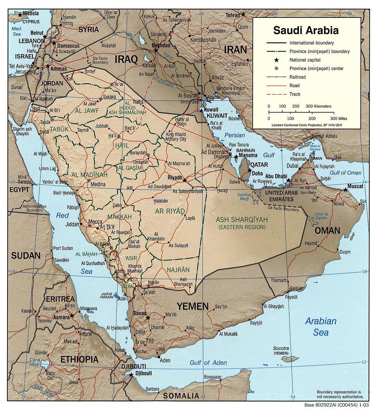 Suudi Arabistan coğrafya haritası