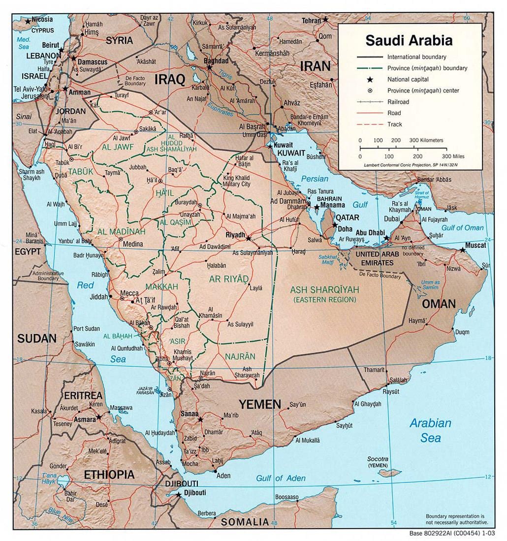 Suudi haritası şehirler ile karayolu ile Arabistan
