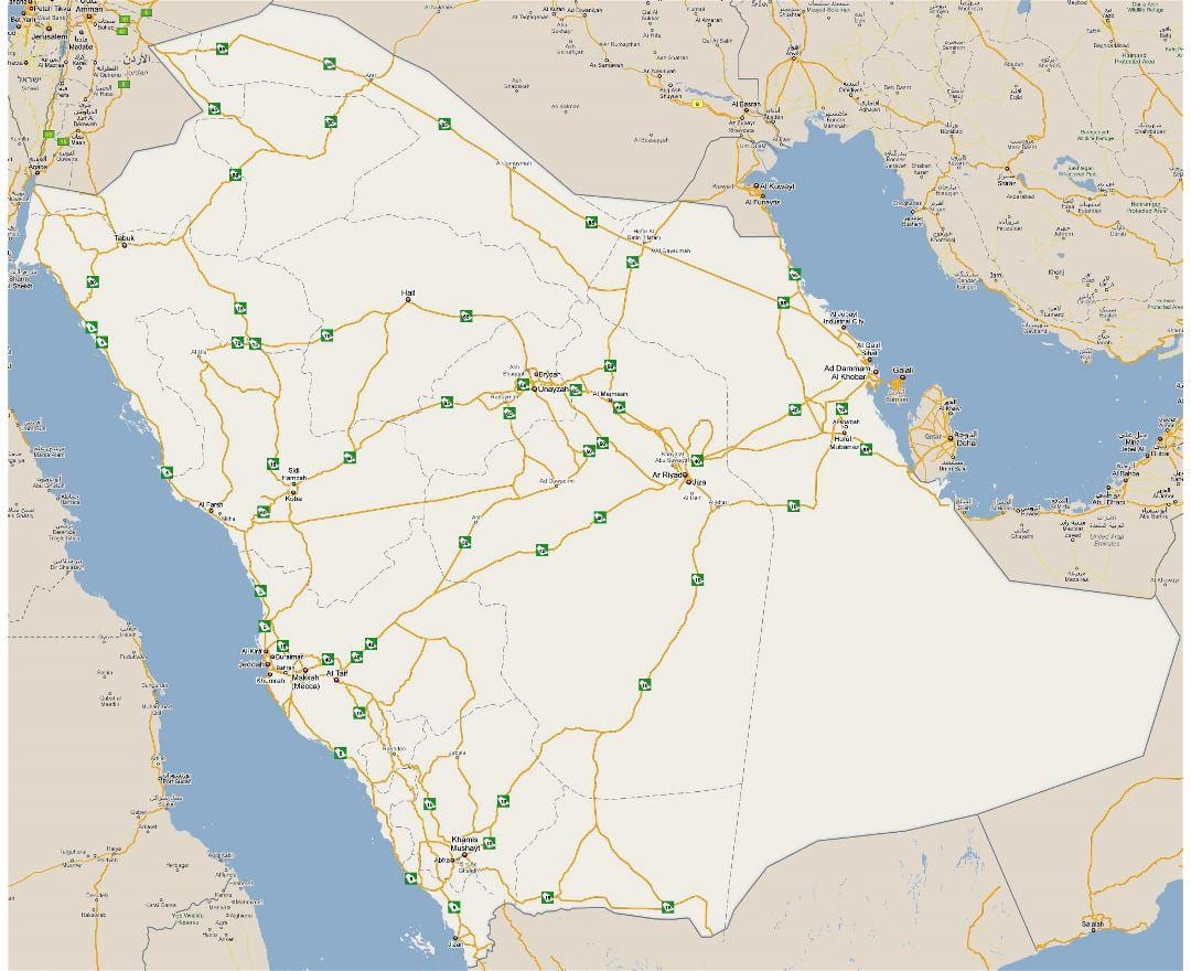 Ayrıntılı Suudi Arabistan haritası
