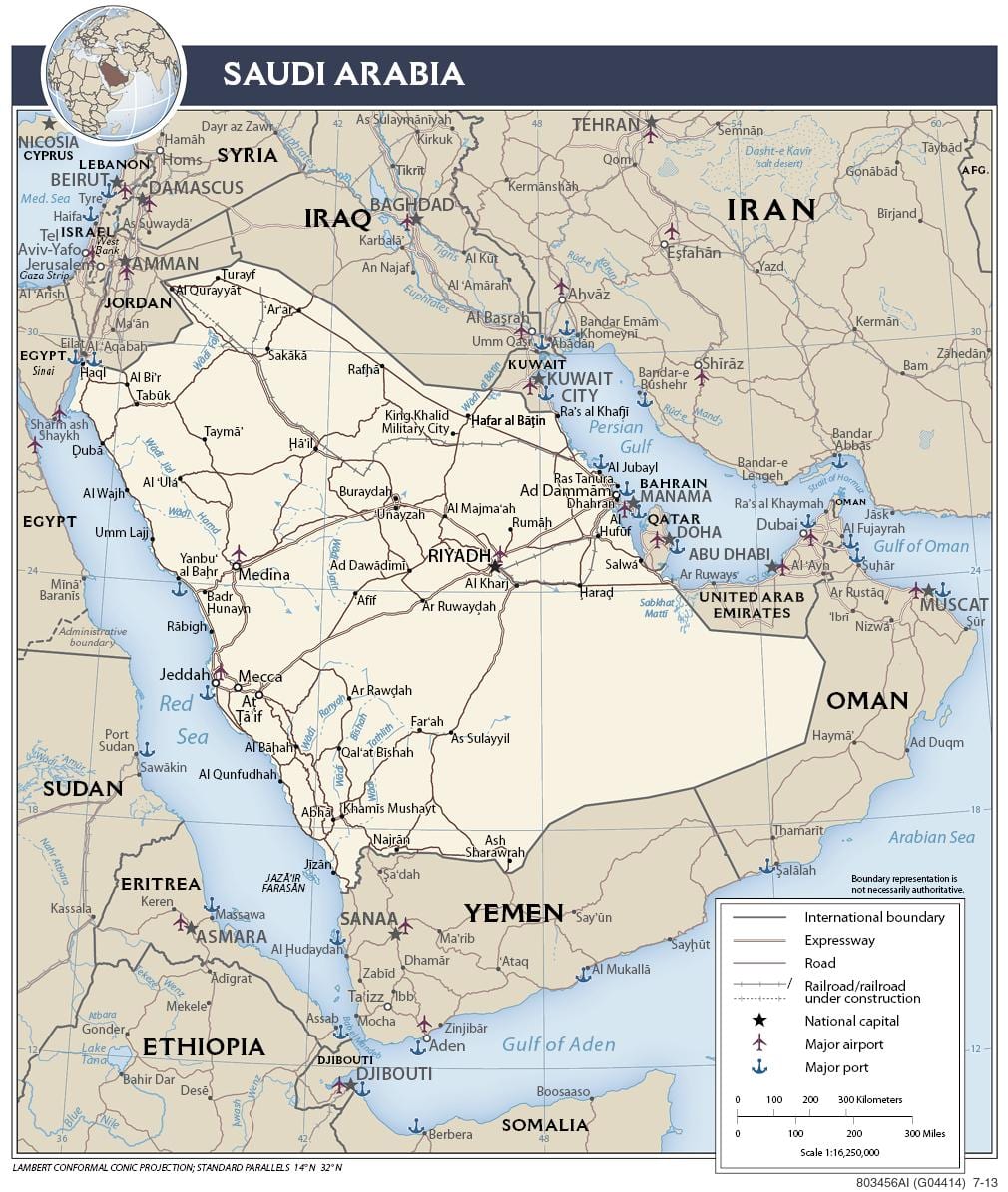 Suudi Arabistan ülke haritası