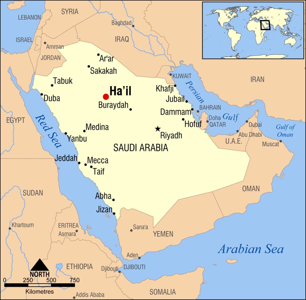 hail, Suudi Arabistan harita