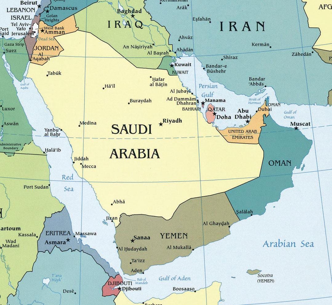 Suudi Arabistan Krallığı haritası