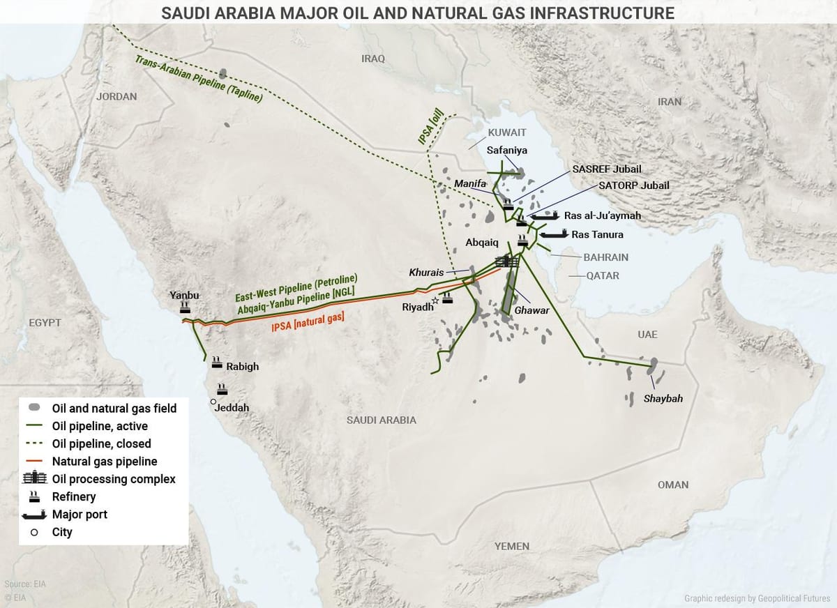 Suudi Arabistan petrol harita