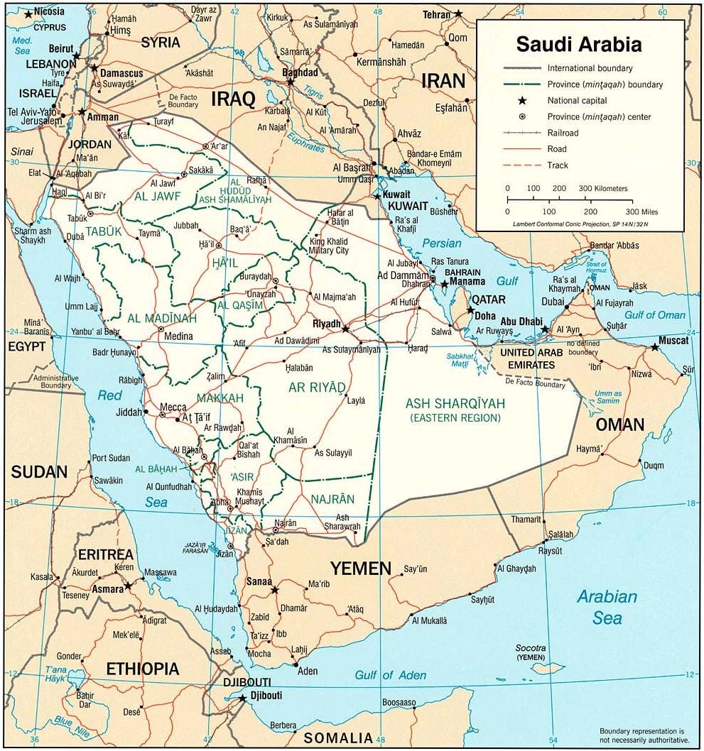 Suudi Arabistan siyasi haritası
