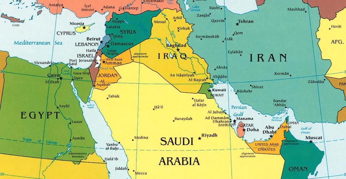 harita Suudi Arabistan çevresindeki ülkeler