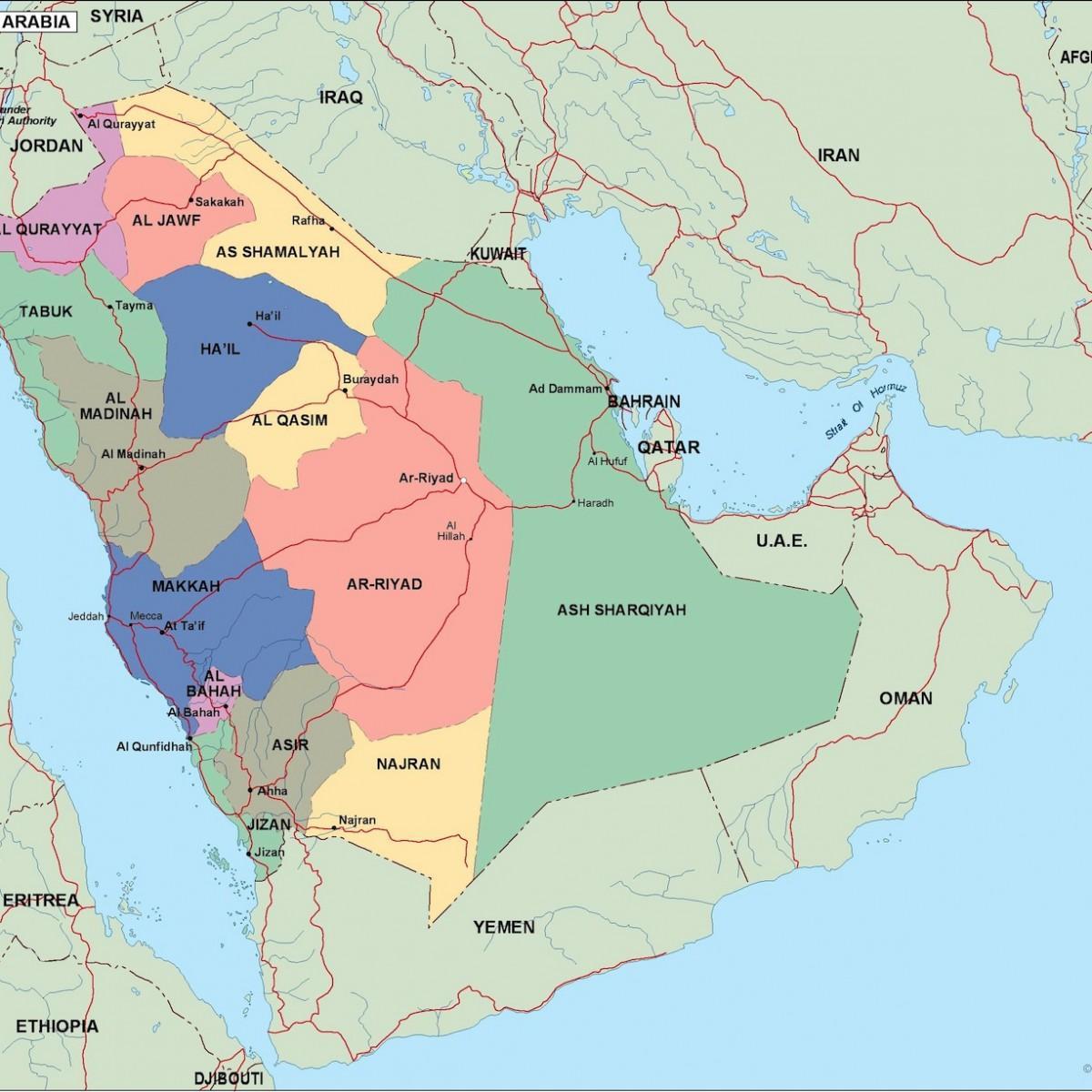 Suudi Arabistan haritası şehirler