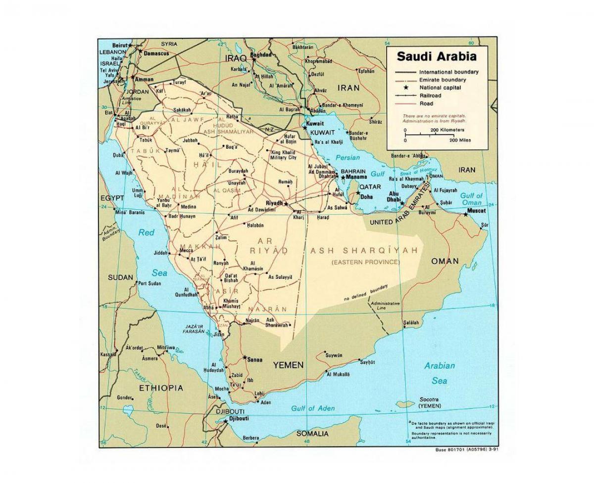 Büyük şehirler ile Suudi Arabistan haritası 