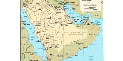 Büyük şehirler ile Suudi Arabistan haritası 