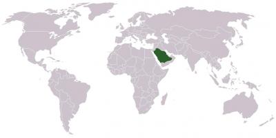 Suudi Arabistan dünya haritası üzerinde 