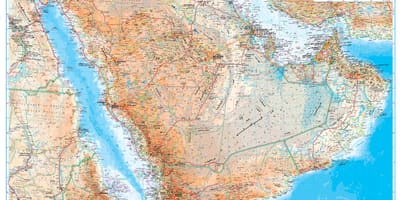 Suudi Arabistan topografik haritası